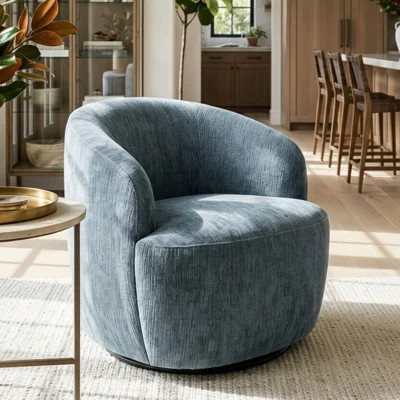 28.5" Wide Modern Chenille Swivel Barrel Accent Chair | Wayfair North America