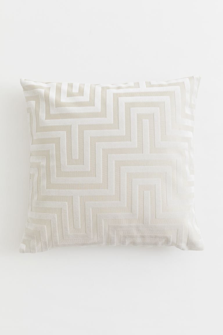 Velvet cushion cover - Light beige/Patterned - Home All | H&M GB | H&M (UK, MY, IN, SG, PH, TW, HK)
