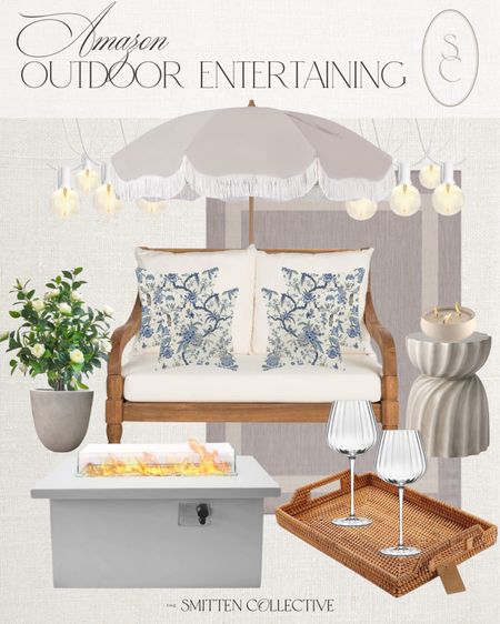 Amazon outdoor entertaining favorites! This roundup includes this outdoor couch, side table, citronella candle, outdoor area rug, wine glasses, tray, firepit, planter, faux plant, outdoor string lights, patio umbrella, and throw pillows! 

Amazon, outdoor entertaining, outdoor patio, outdoor furniture, Amazon outdoor furniture, patio furniture, outdoor decor inspiration, Amazon home decor 

#LTKSeasonal #LTKStyleTip #LTKHome