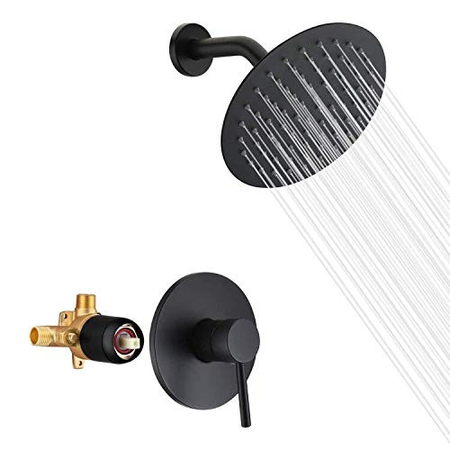 sumerain Matte Black Shower Faucet Set Pressure Balance Cartridge, 8 Inches Rain Shower Head, wit... | Amazon (US)