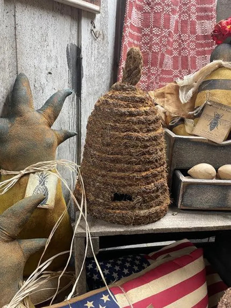 Handmade Primitive Grungy Bee Skep 12x8 | Etsy (Global)