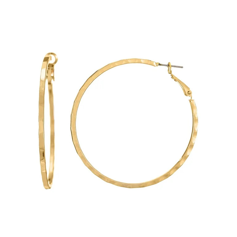 Time and Tru Womens Gold 2.5" Hoop Earrings, 1 Pair | Walmart (US)