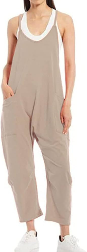 Ivieicip 2023 New Wide Leg Jumpsuit With Pockets, Casual Plus Size Loose Sleeveless Spaghetti Str... | Amazon (US)