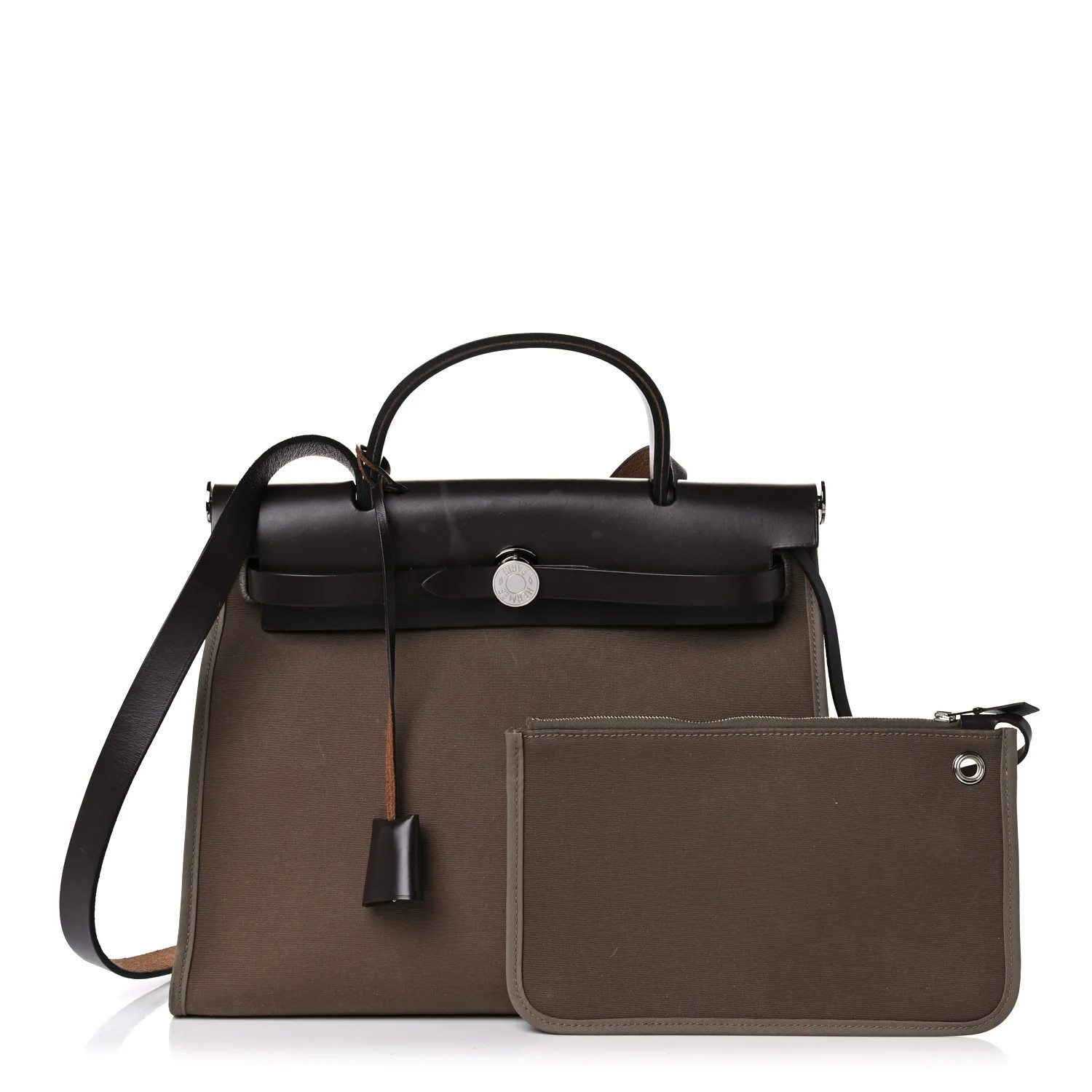 HERMES Vache Hunter Toile Herbag Zip 31 PM Etoupe Ebene | FASHIONPHILE (US)