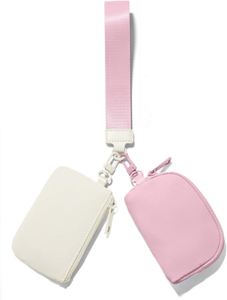 Mini Zip Around Keychain Wristlet Wallets Small Portable Dual Pounch Wristlet Detachable Coin Pur... | Amazon (US)