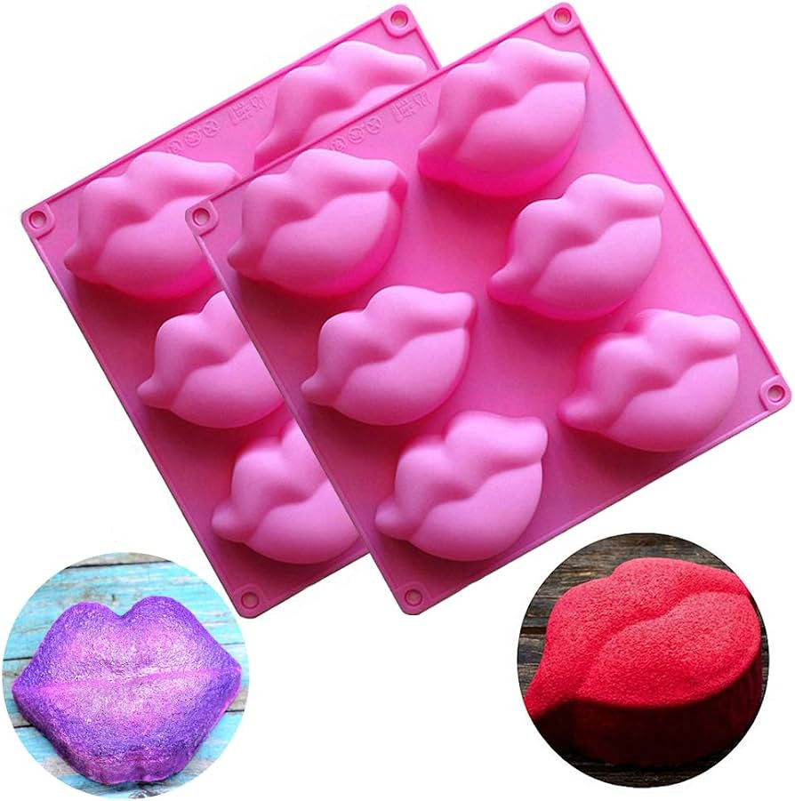2 Pack Hot Lips Soap Molds, 3D Sexy Red Lips Kisses Collection Silicone Molds Chocolate Candy Bat... | Amazon (US)