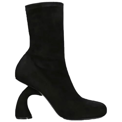 Vertundy Women's Black Ankle Boots Round Toe High Curved Chunky Heel Boots | Amazon (US)