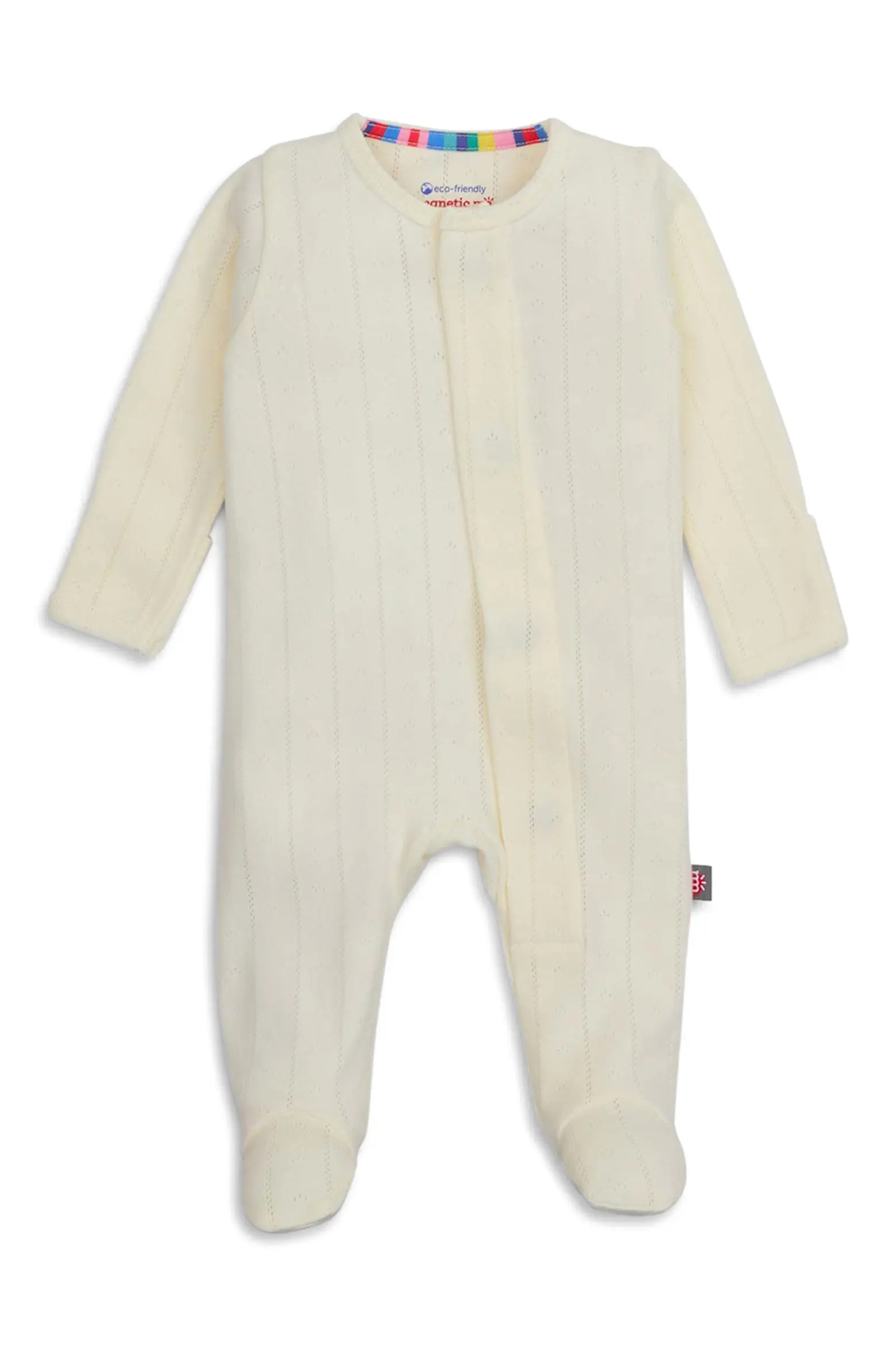 Love Lines Pointelle Magnetic Organic Cotton Footie | Nordstrom | Nordstrom