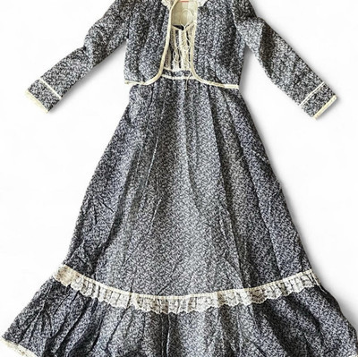 Gunne Sax by Jessica Prairie Dress Blue White Lace Vintage 1970s Size 7 | eBay | eBay US
