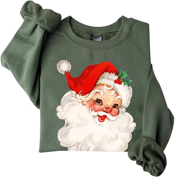 DIOMMELL Vintage Cheerful Santa Sweatshirt Merry Christmas Sweatshirt | Amazon (US)