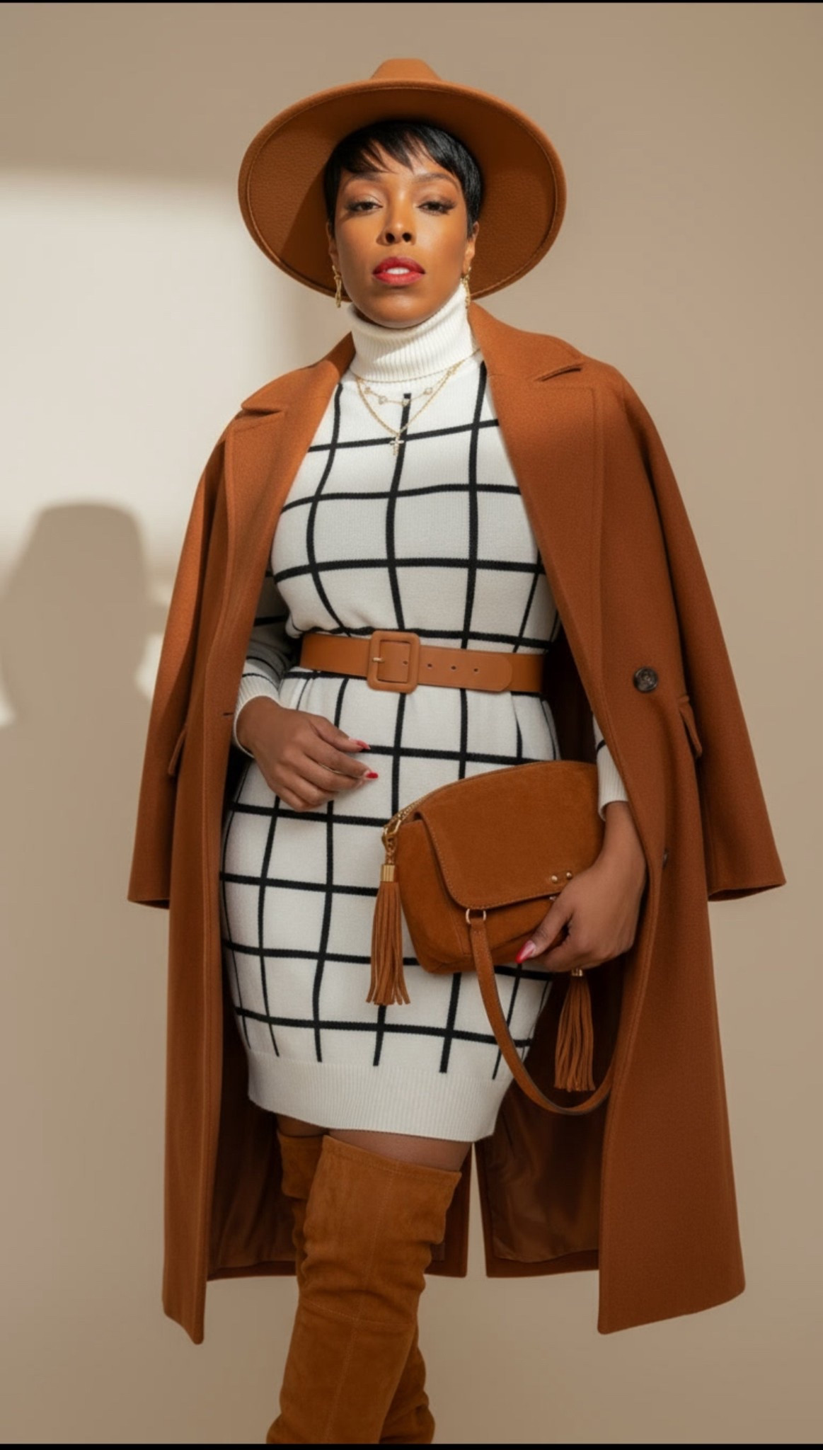 Warm tones + clean lines = my fall uniform 🍂🤎 This rust coat and grid sweater combo feels effortless but still elevated perfect for coffee runs or cozy dinners. Linked everything!

#LTKOver40 #LTKSeasonal #LTKHoliday