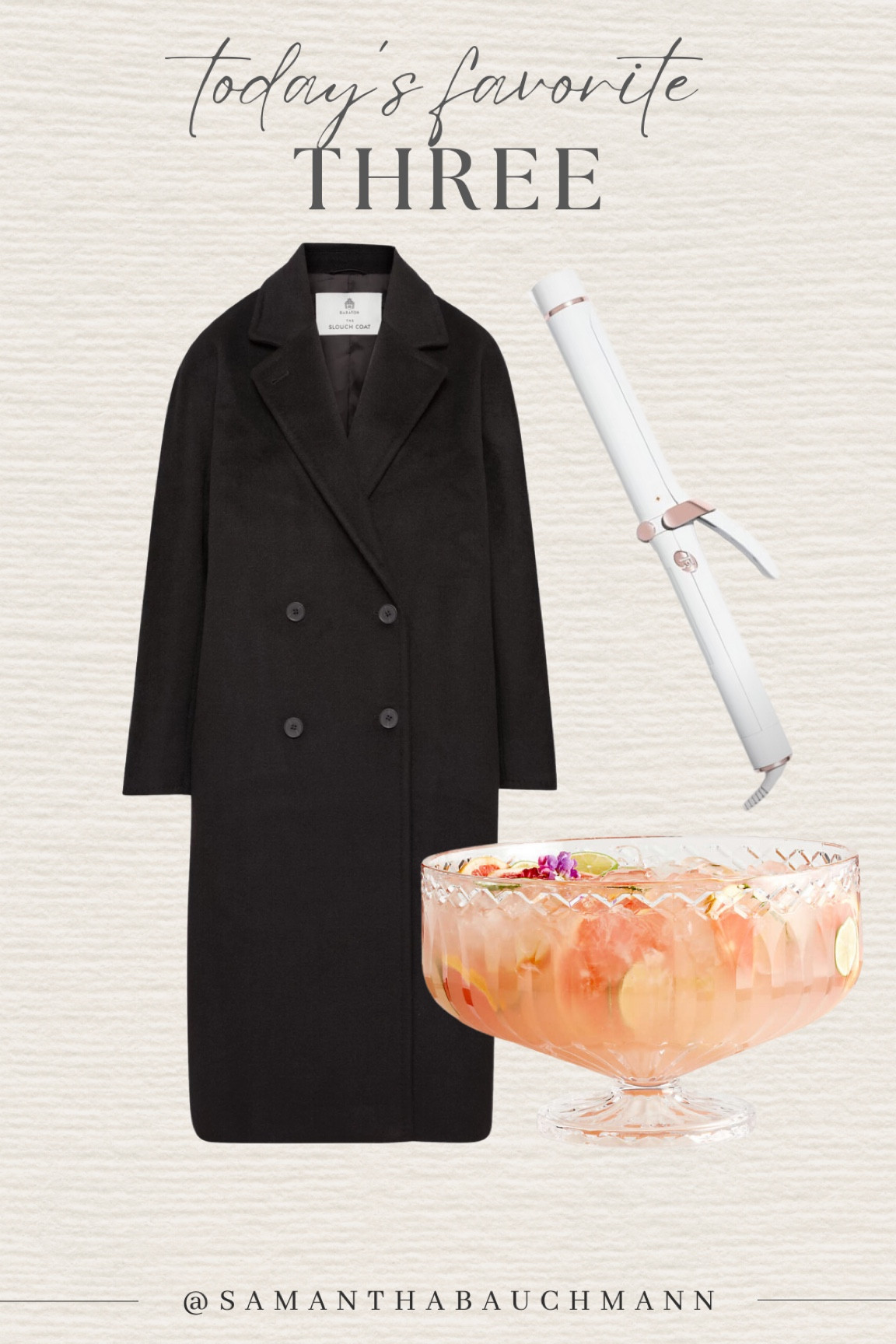 Today’s favorite three!! Aritzia coat, punch bowl, curling iron!

#LTKbeauty #LTKhome #LTKstyletip