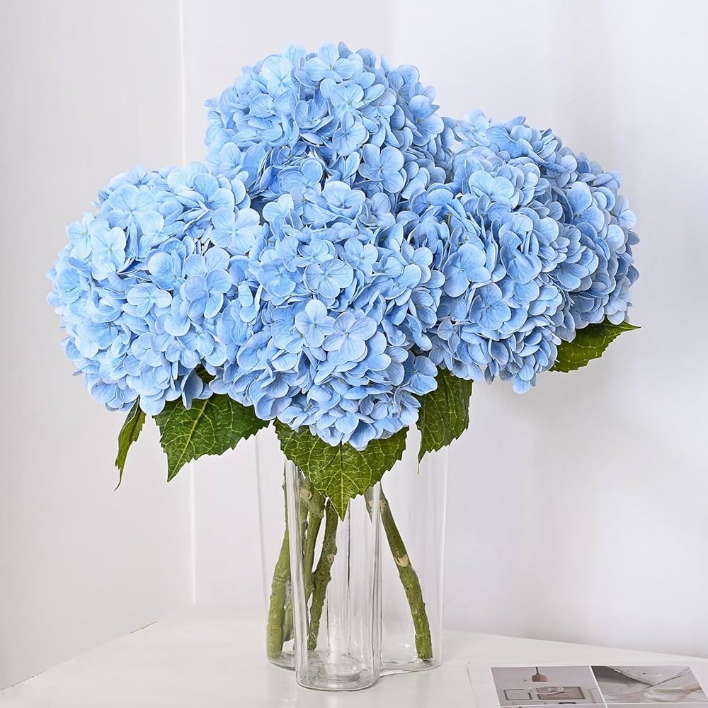 MARTINE MALL 3Pcs 21in Hydrangea Artificial Flowers, Latex Real Touch Hydrangeas Lifelike Large H... | Amazon (US)