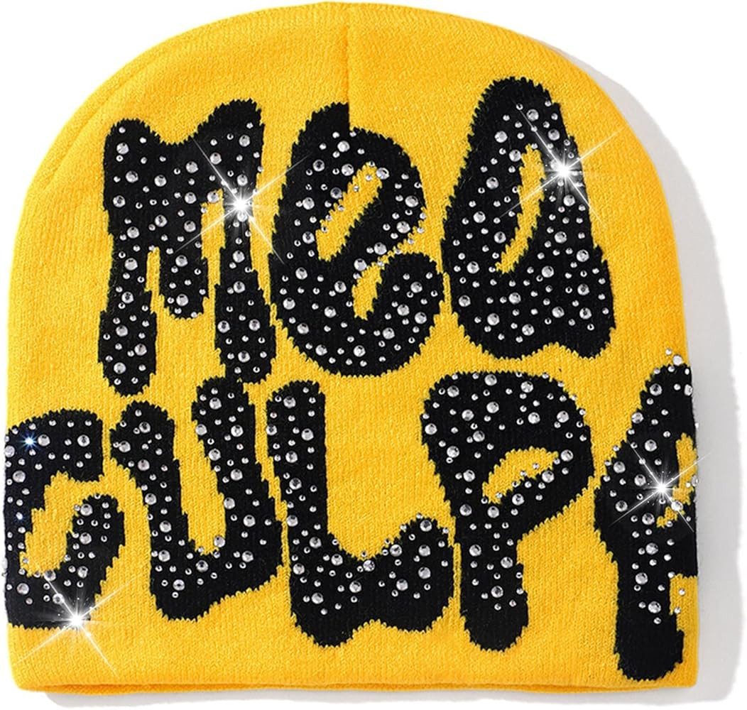 Jashlife MEA Culpa Beanies Hat with Rhinestone for Women Men, y2k Beanies Hats Hip-hop Soft Stretch  | Amazon (US)
