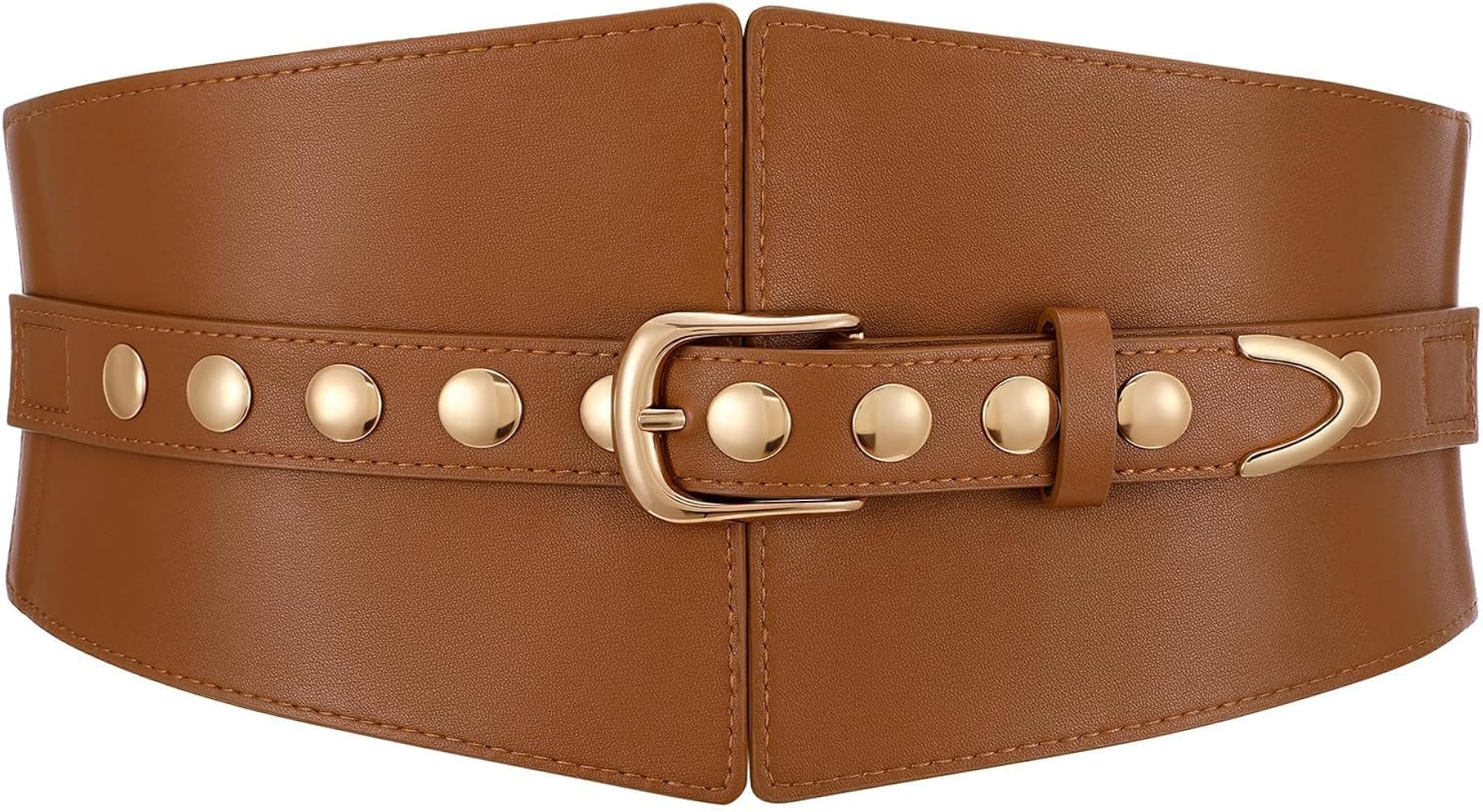 Wide Waist Belt Women Elastic Chunky Stretchy Elegance Belt with Gold Rivets Buckle for Daily Cos... | Amazon (US)