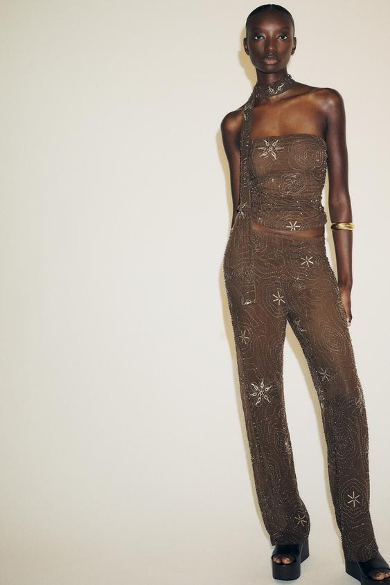 BEADED SCARF TOP | Zara US