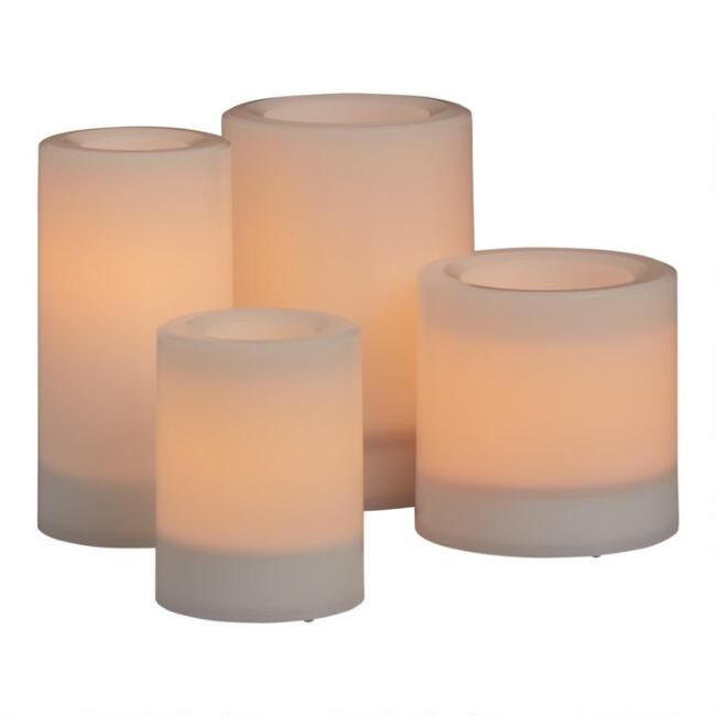 White Solar Powered Flameless Pillar Candle | World Market