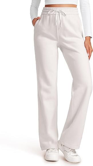 CRZ YOGA Cotton Fleece Lined Sweatpants Women Straight Leg Casual Lounge Sweat Pants for Women | Amazon (US)
