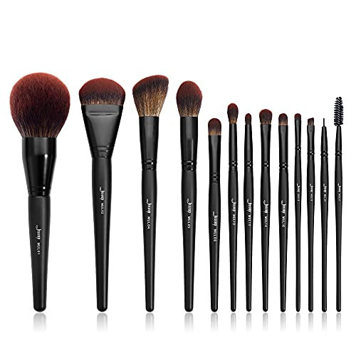 Jessup Full Makeup Brushes Set 13pcs, Professional Vegan Foundation Powder Contour Blush Highlight Eyeshadow Blending Concealer Spoolie EyeLiner Brush, Phantom Black T300 | Amazon (US)