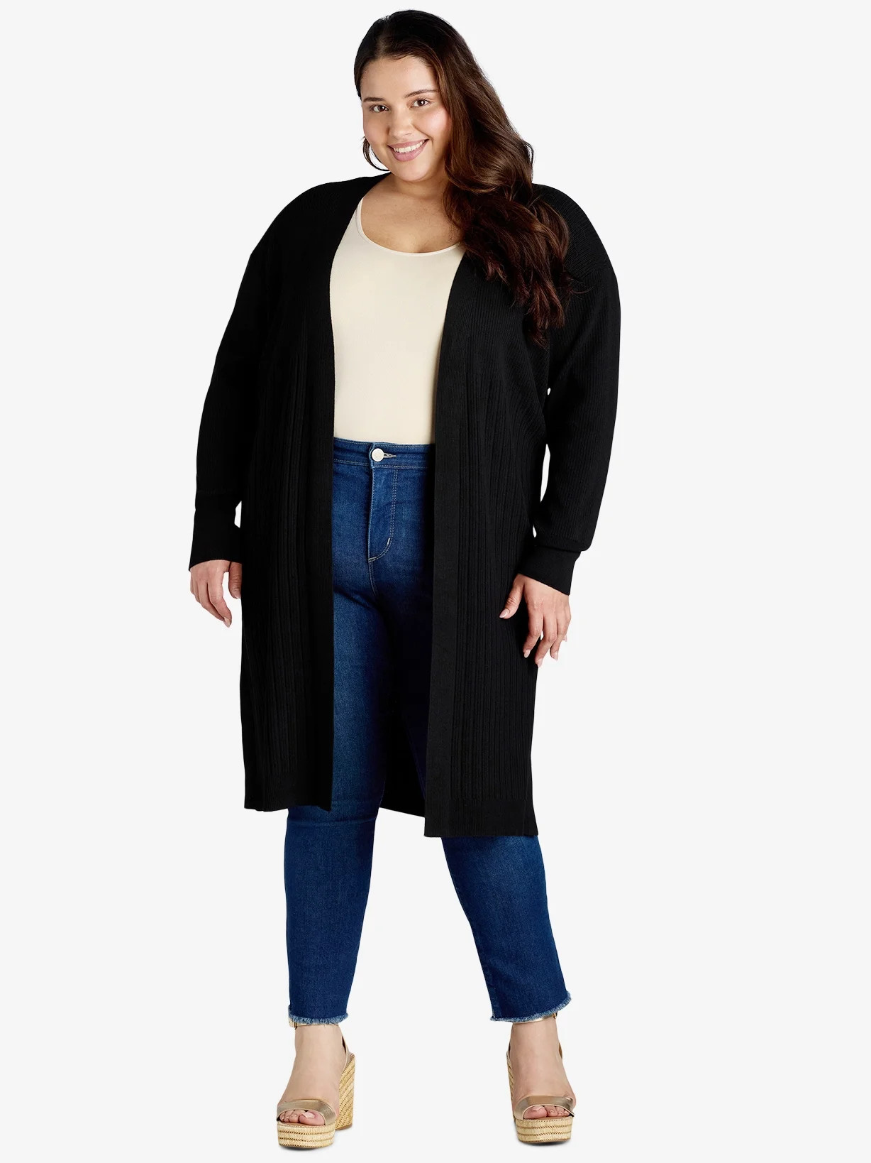 Terra & Sky Women's Plus Size Open Front Duster Cardigan, Lightweight; Sizes 0X-4X - Walmart.com | Walmart (US)