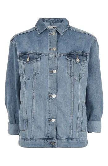 Women's Topshop Oversize Denim Jacket, Size 6 US (fits like 2-4) - Blue | Nordstrom