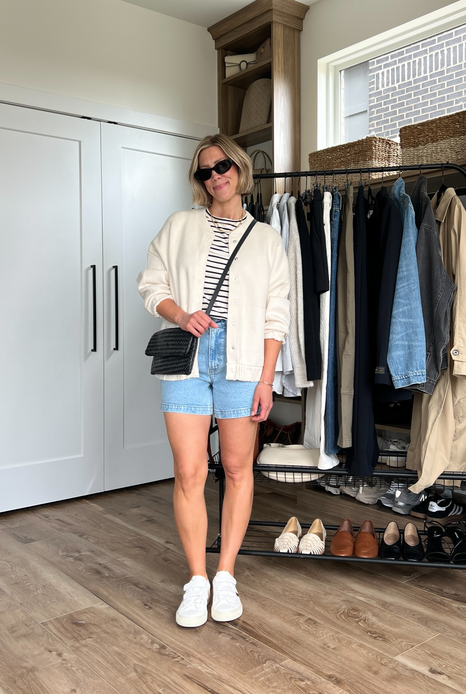 Wearing 26 shorts, small tee, small bomber jacket, sneakers tts

#LTKstyletip #LTKfindsunder50 #LTKfindsunder100