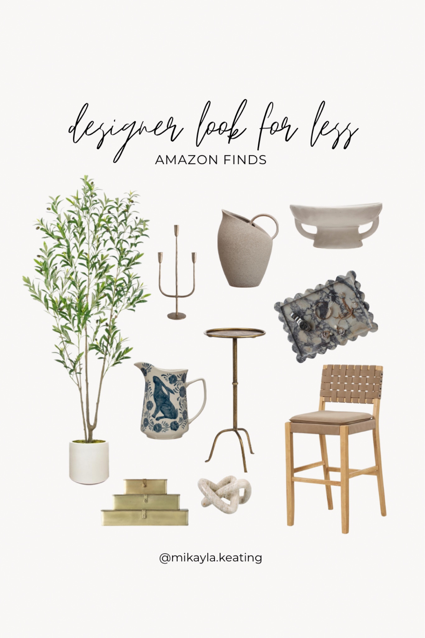 Designer Look For Less Amazon Home

Olive tree, brass, boxes, decor, side table, counter stool, vase, tray, pitcher, bowl

#LTKHome #LTKStyleTip