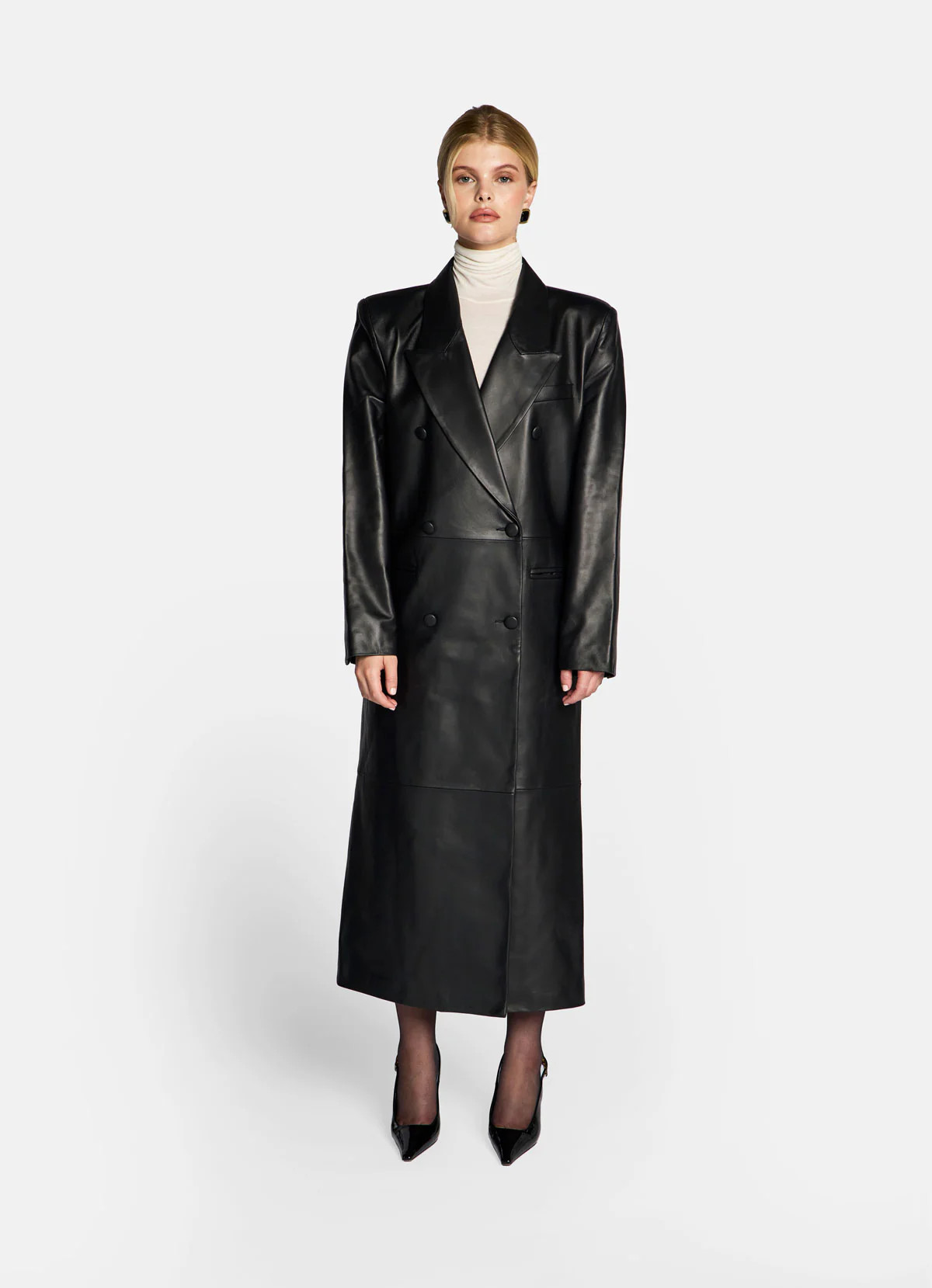 Black Leather Trench Coat | DE SAVARY LONDON