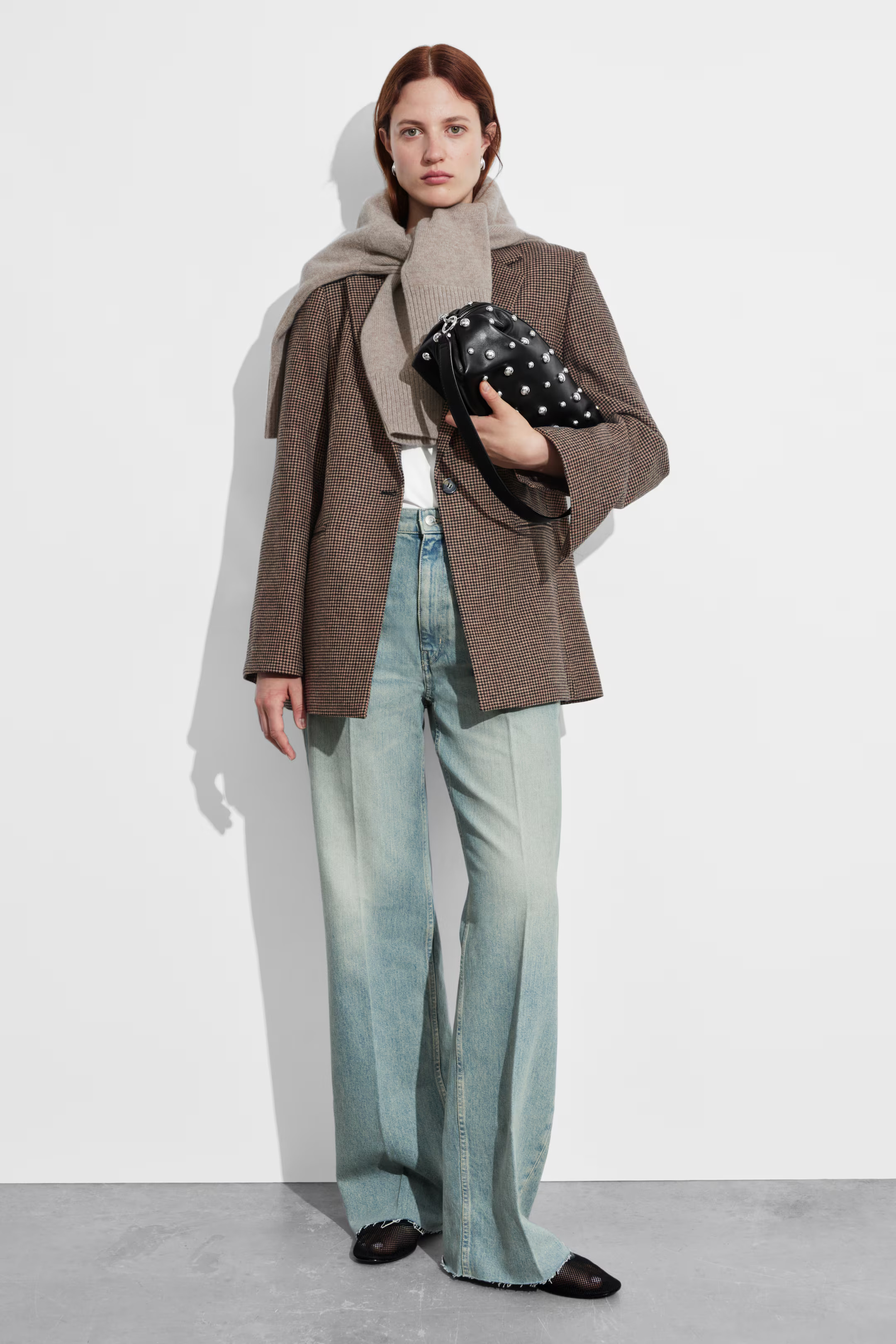 Wool Blazer - Brown Houndstooth - Ladies | H&M GB | H&M (UK, MY, IN, SG, PH, TW, HK)