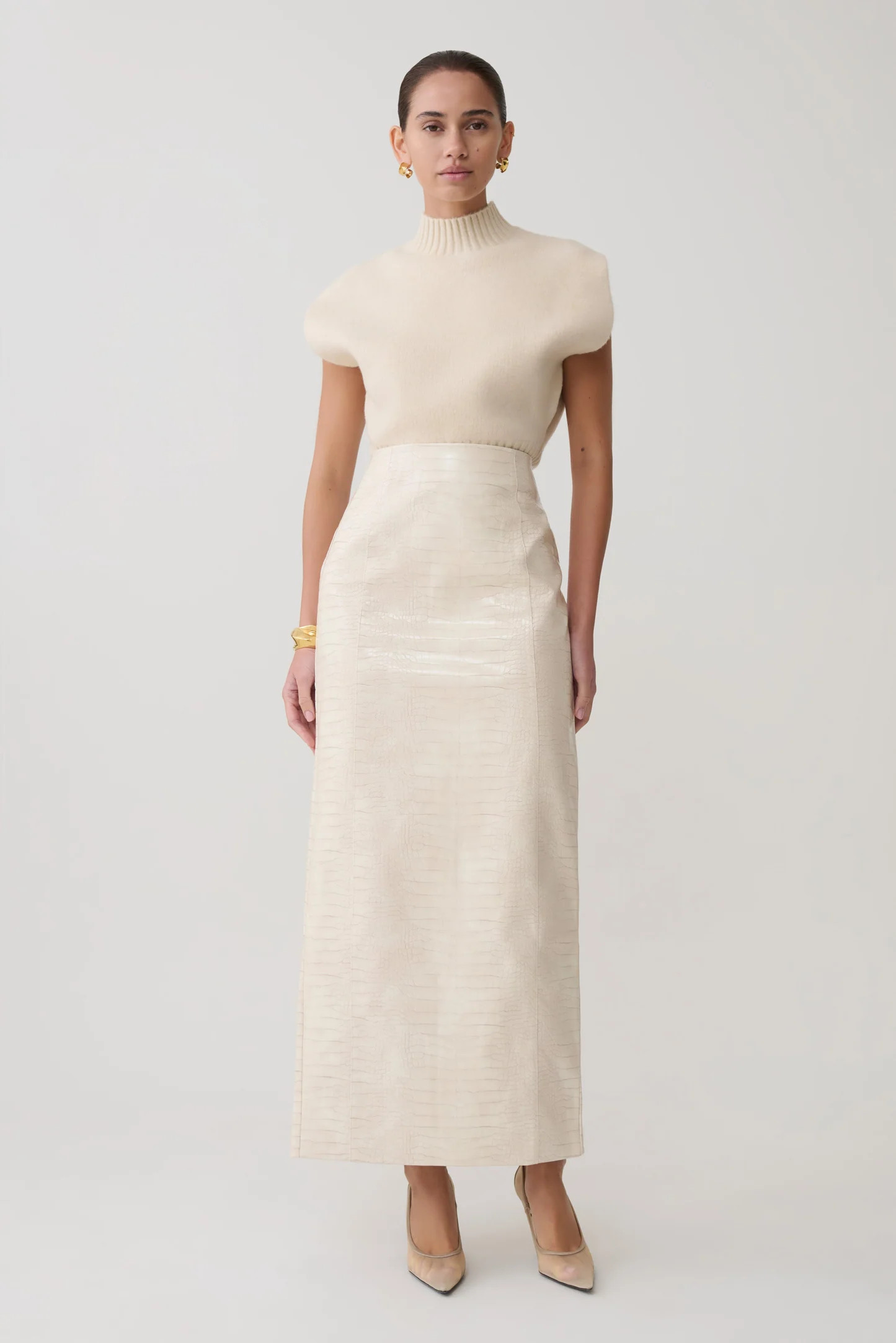 Knit Oversized Top - Ivory | MESHKI US