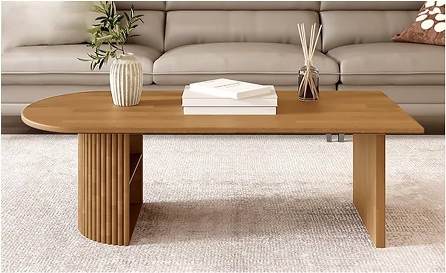 39.3in Large Coffee Table, Solid Wooden Side Table with Storage Function, White Living Room Table... | Amazon (US)
