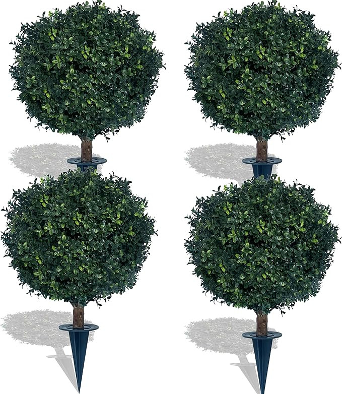 kyesyes Artificial Boxwood Ball Bush 27" Tree BLONYUVC UV Resistance Rated with Spike. Easy to Pu... | Amazon (US)