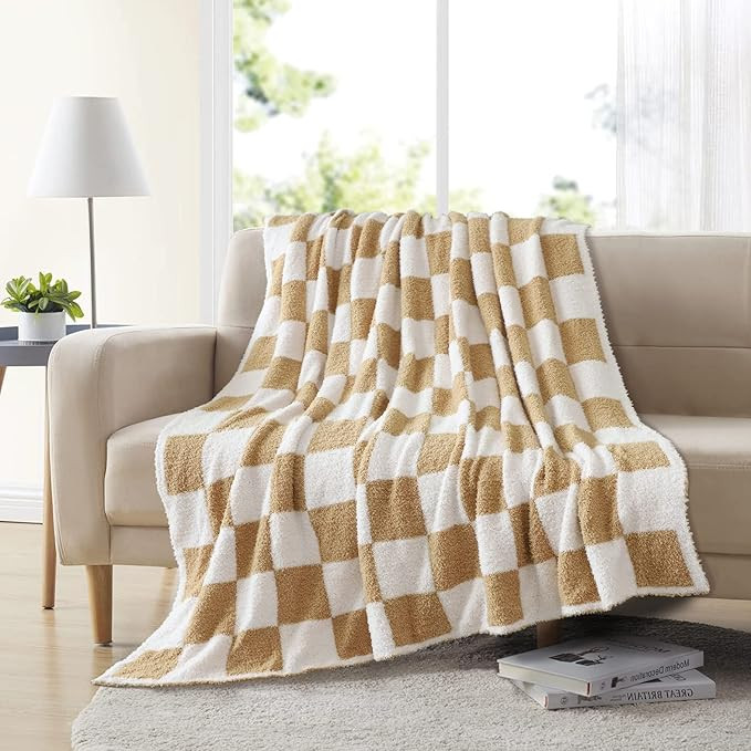 OTOSTAR Checkered Throw Blanket Knitted Soft Warm Microfiber Cozy Checkerboard Grid Reversible Bl... | Amazon (US)