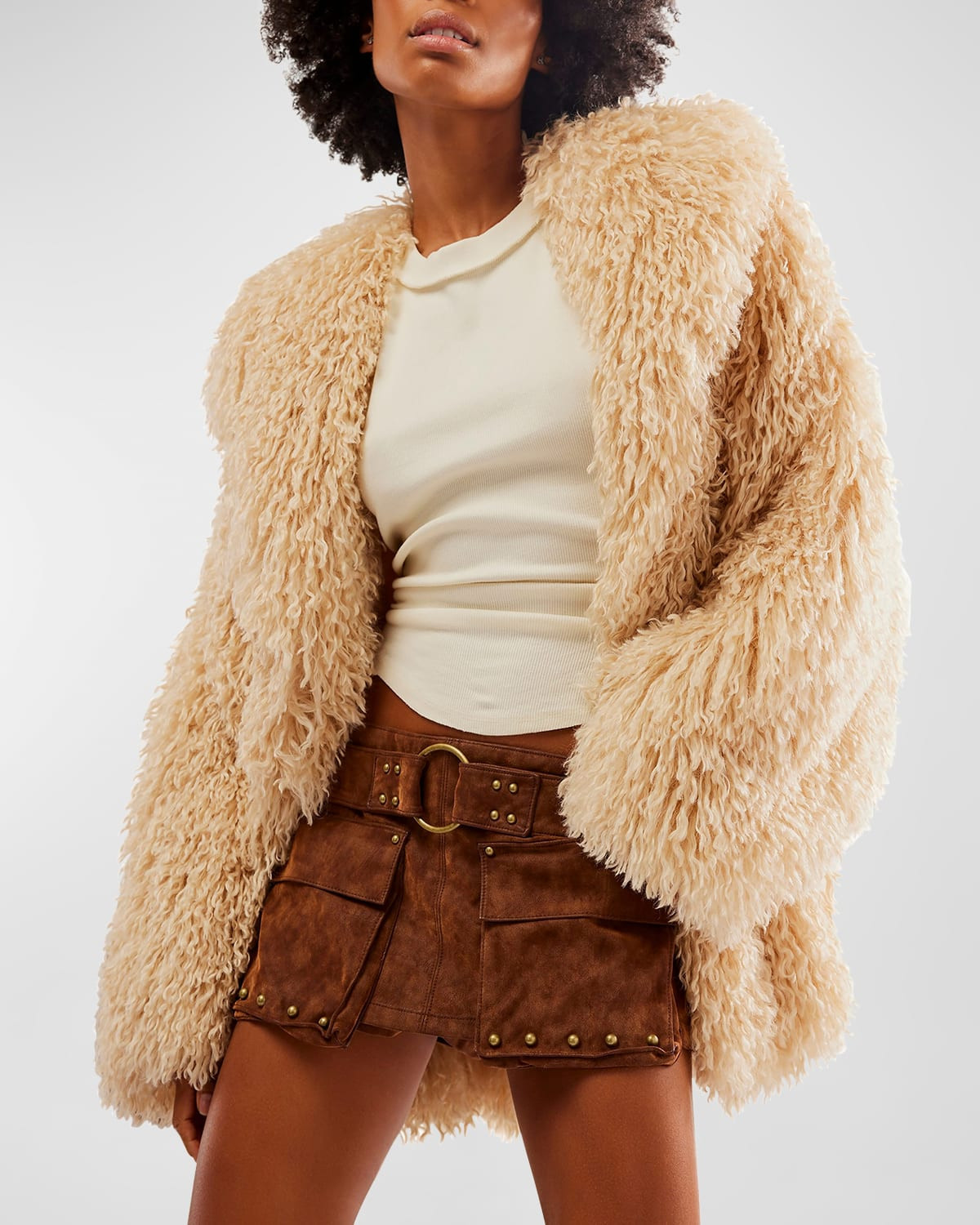 We The Free Micro Mini Vegan Suede Skort | Neiman Marcus