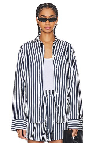 Boyfriend Button Down in Bahia Breeze Stripe | Revolve Clothing (Global)