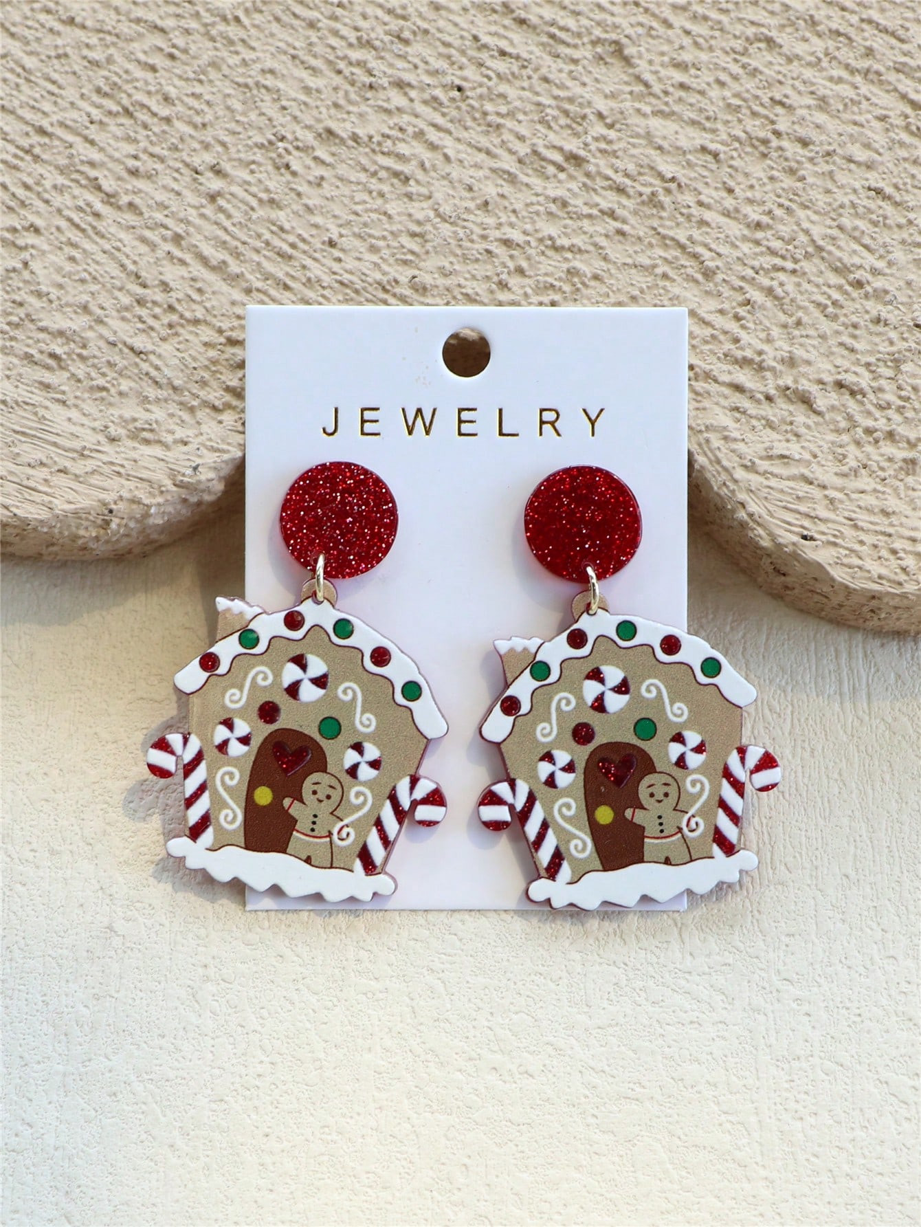 1 Pair Women's Acrylic Gingerbread Man Print Earrings, Cute Holiday Vibe Party Accessories | SHEIN