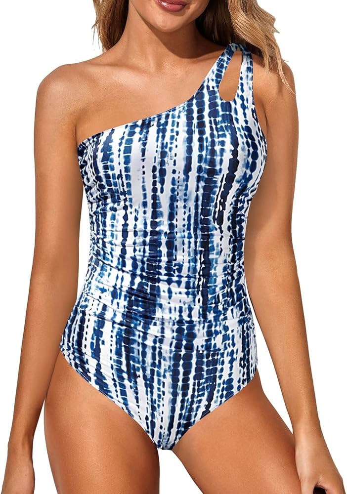 Holipick One Shoulder One Piece Swimsuit for Women Tummy Control Bathing Suits Modest Full Covera... | Amazon (US)