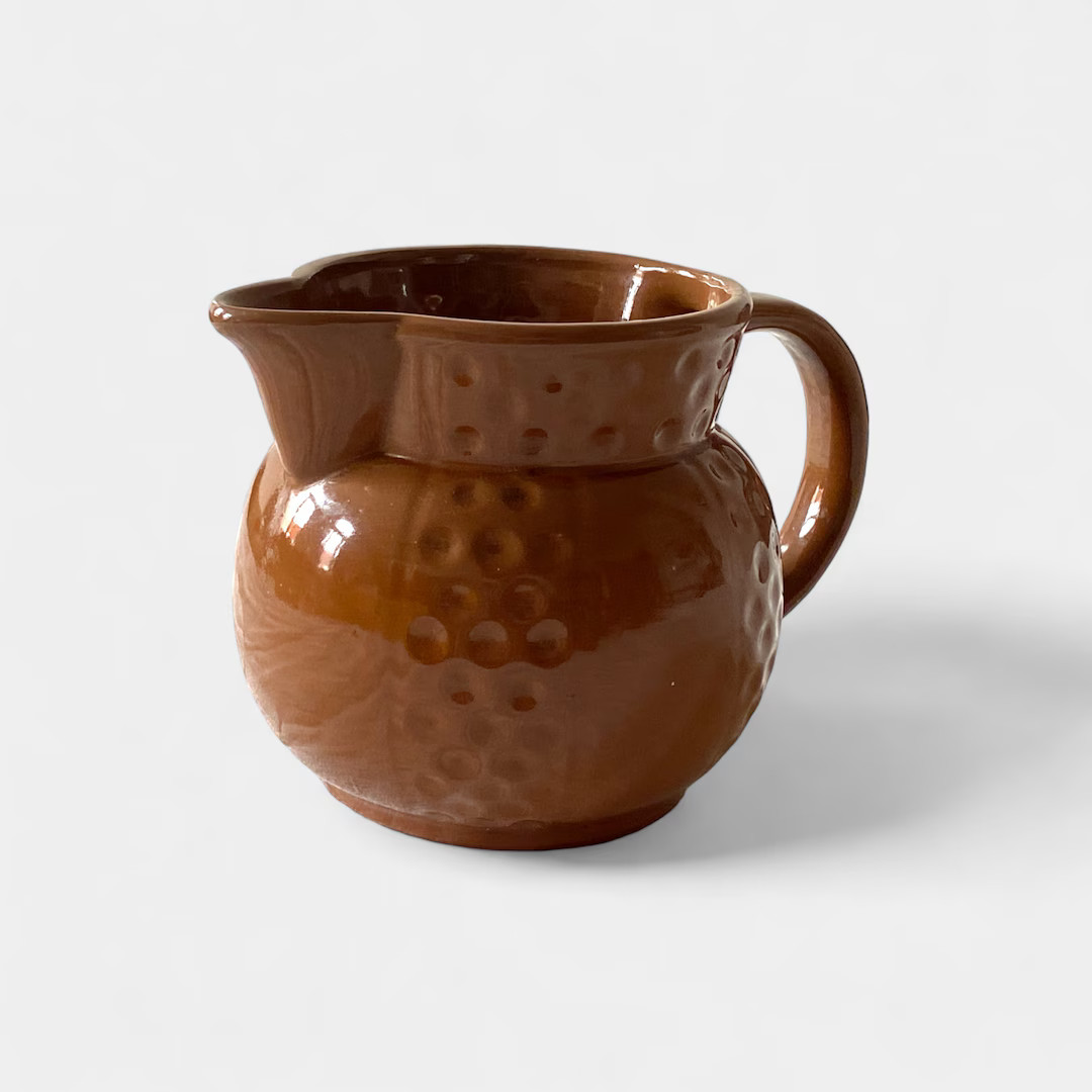 Vintage Brown Glazed Ceramic Milk Jug, Water Jug, Ceramic Boho Vase Decor - Etsy | Etsy (US)