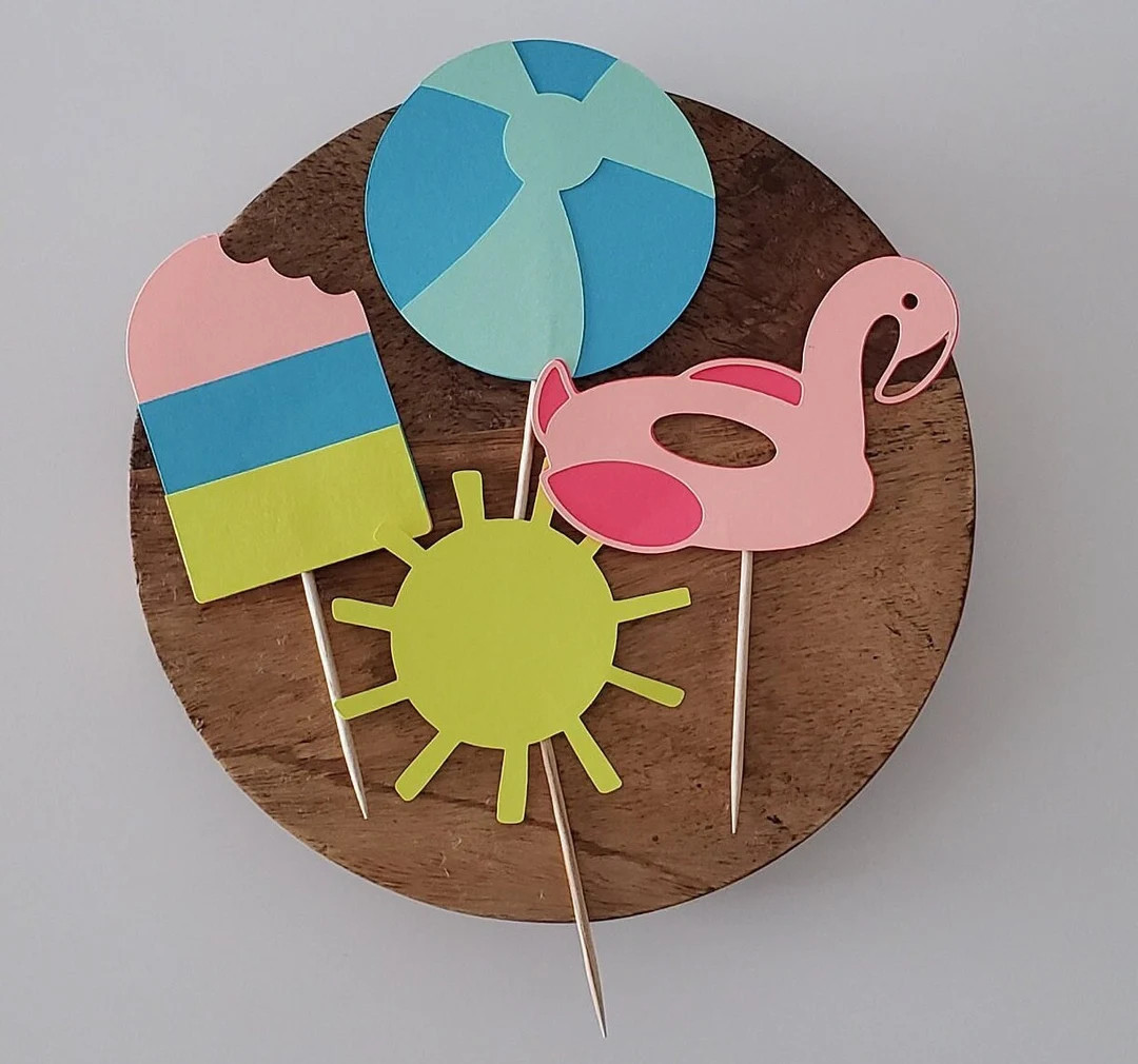 Pool Party Cupcake Toppers Set of 12, Summer Birthday Party, Summer Party - Etsy | Etsy (US)