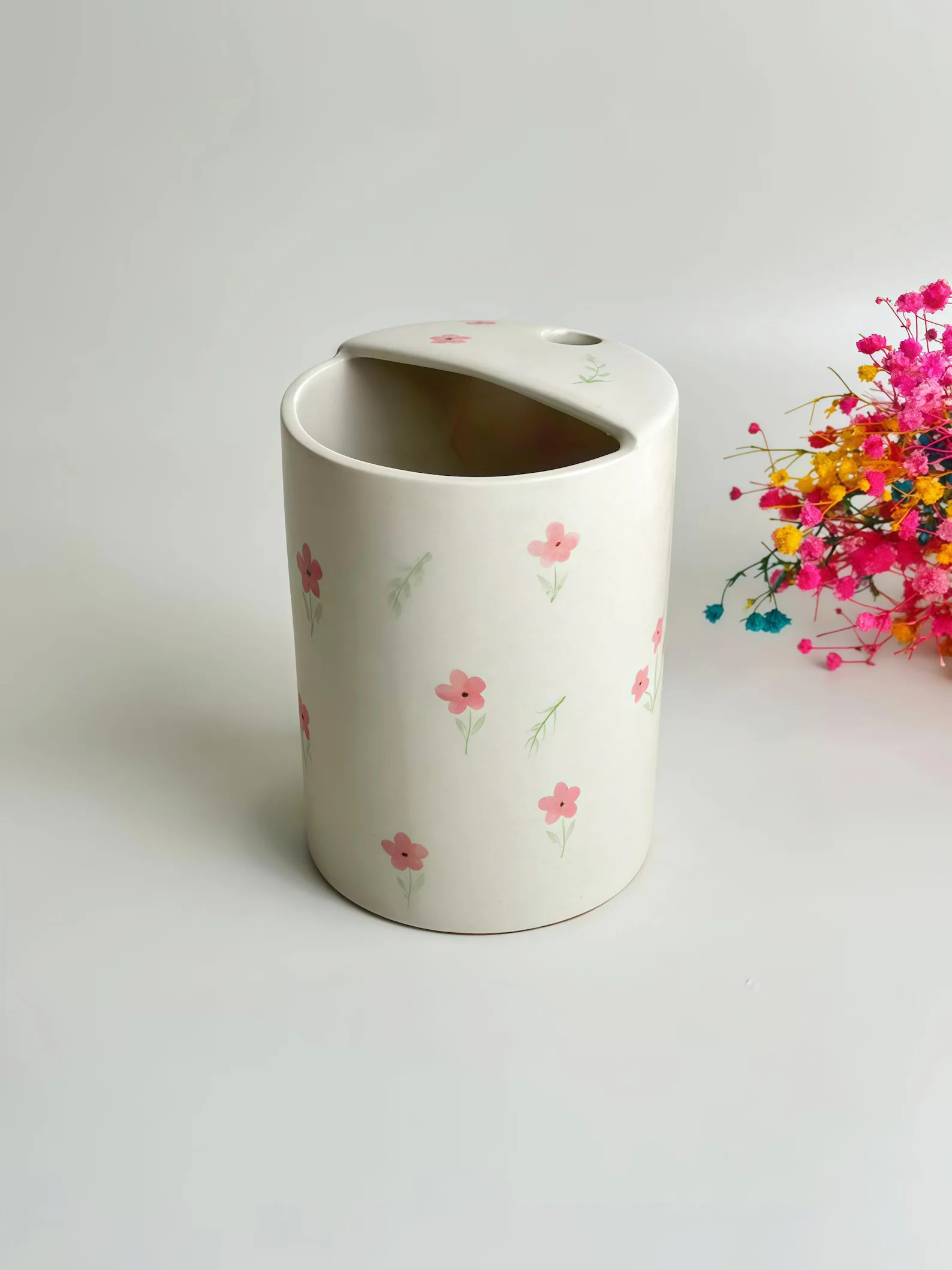 Cute Pink Tulip Flowers Travel Mug, Handmade Pottery Mug, to Go Ceramic Tumbler, Hand-painted Sip... | Etsy (Global)