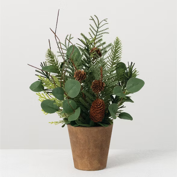 Sullivans Artificial Pine and Eucalytus Potted 8"L Green | Target