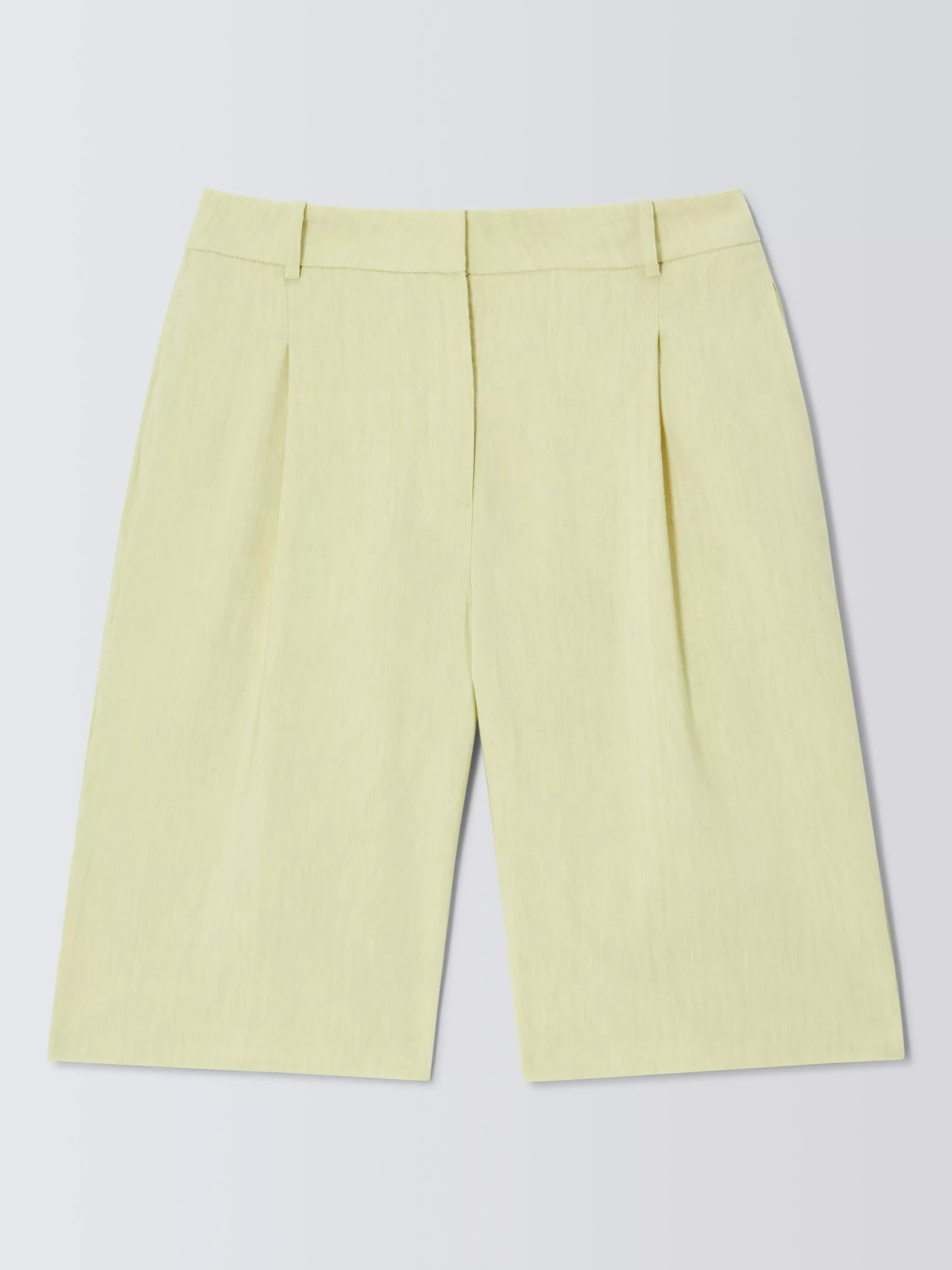 Linen Rich Pleat Detail Tailored Shorts, Spring Green | John Lewis (UK)