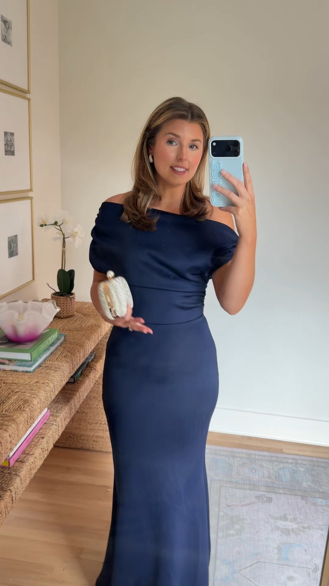 Navy formal or black tie wedding guest dresses under $100! Wearing a S