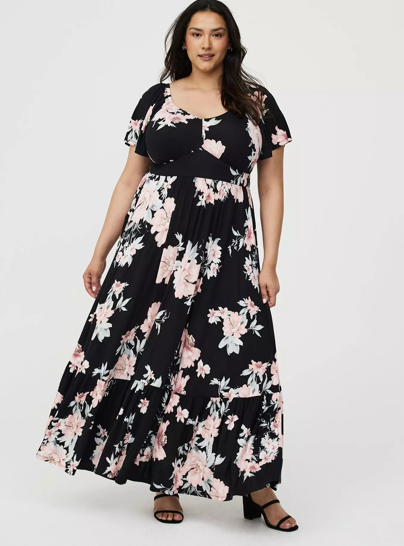 Flutter Sleeve Tiered Maxi Dress | Torrid (US & Canada)
