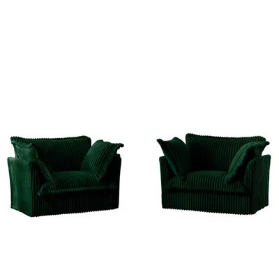 Modern Upholstered Accent Armchairs With Large Soft Pillows Set Of 2 | Wayfair North America