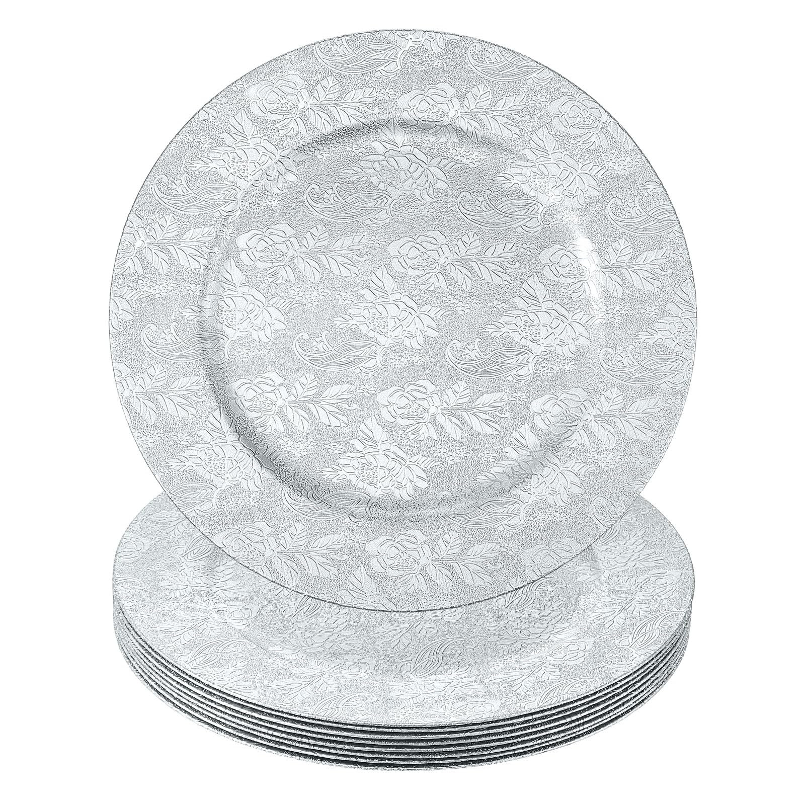 Maxdot 8 Pcs 13 Inches Round Charger Plates, Rustic Galvanized Metal Chargers Plates Farmhouse Modern Home Table Decoration for Dinner Wedding Party (Silver) | Amazon (US)