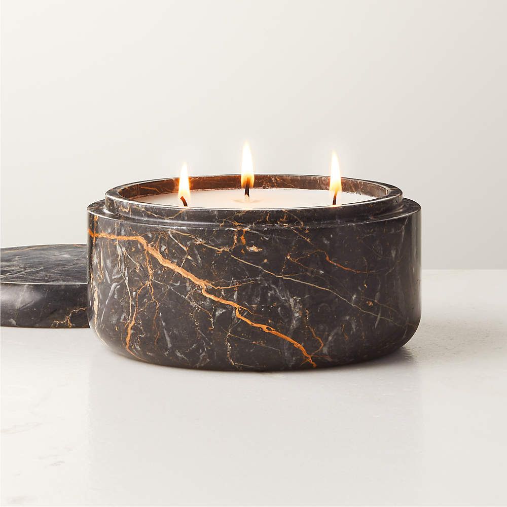 Modern Black Golden Marble Candle Bowl + Reviews | CB2 | CB2
