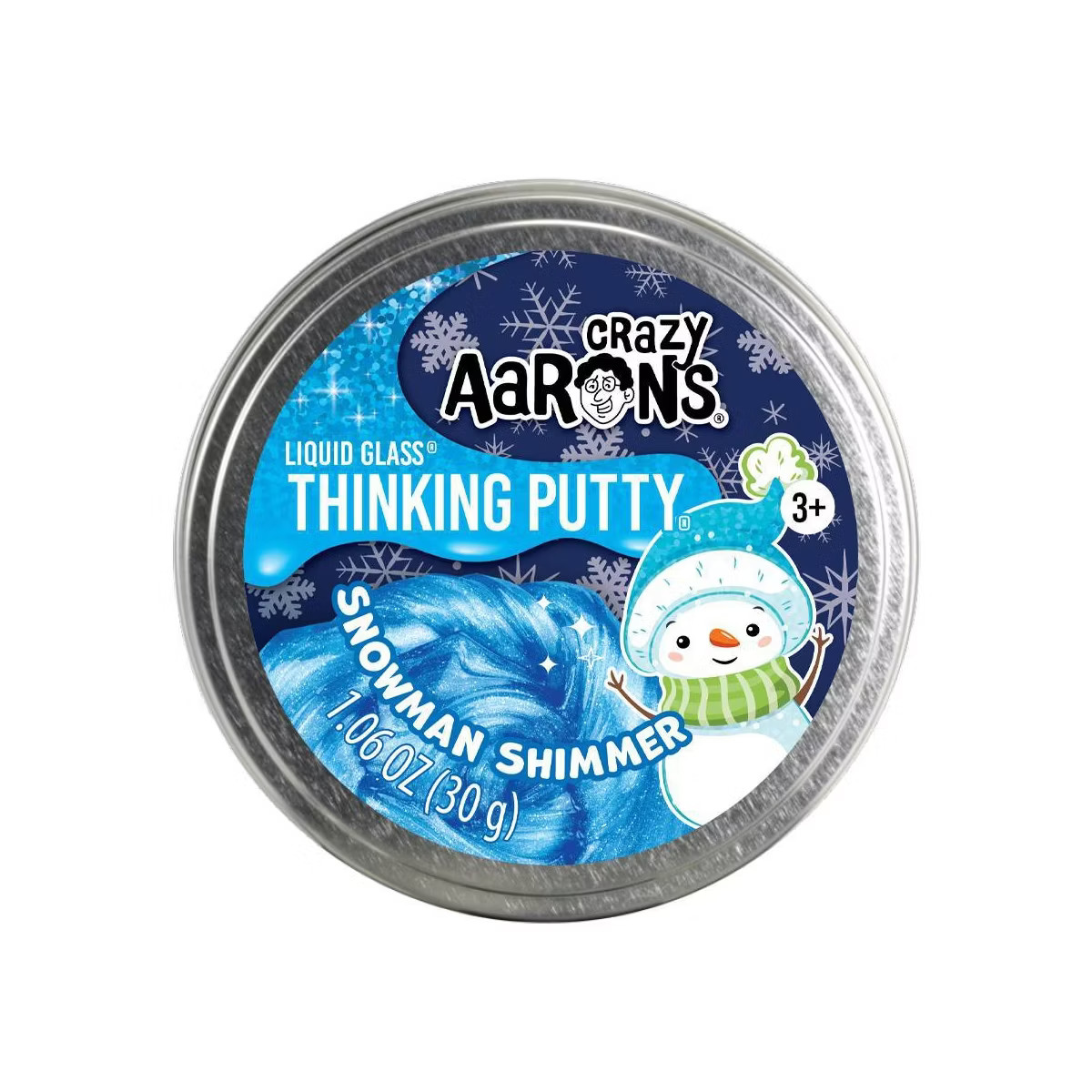Crazy Aaron's Snowman Shimmer Liquid Glass Thinking Putty Tin - Blue | Target