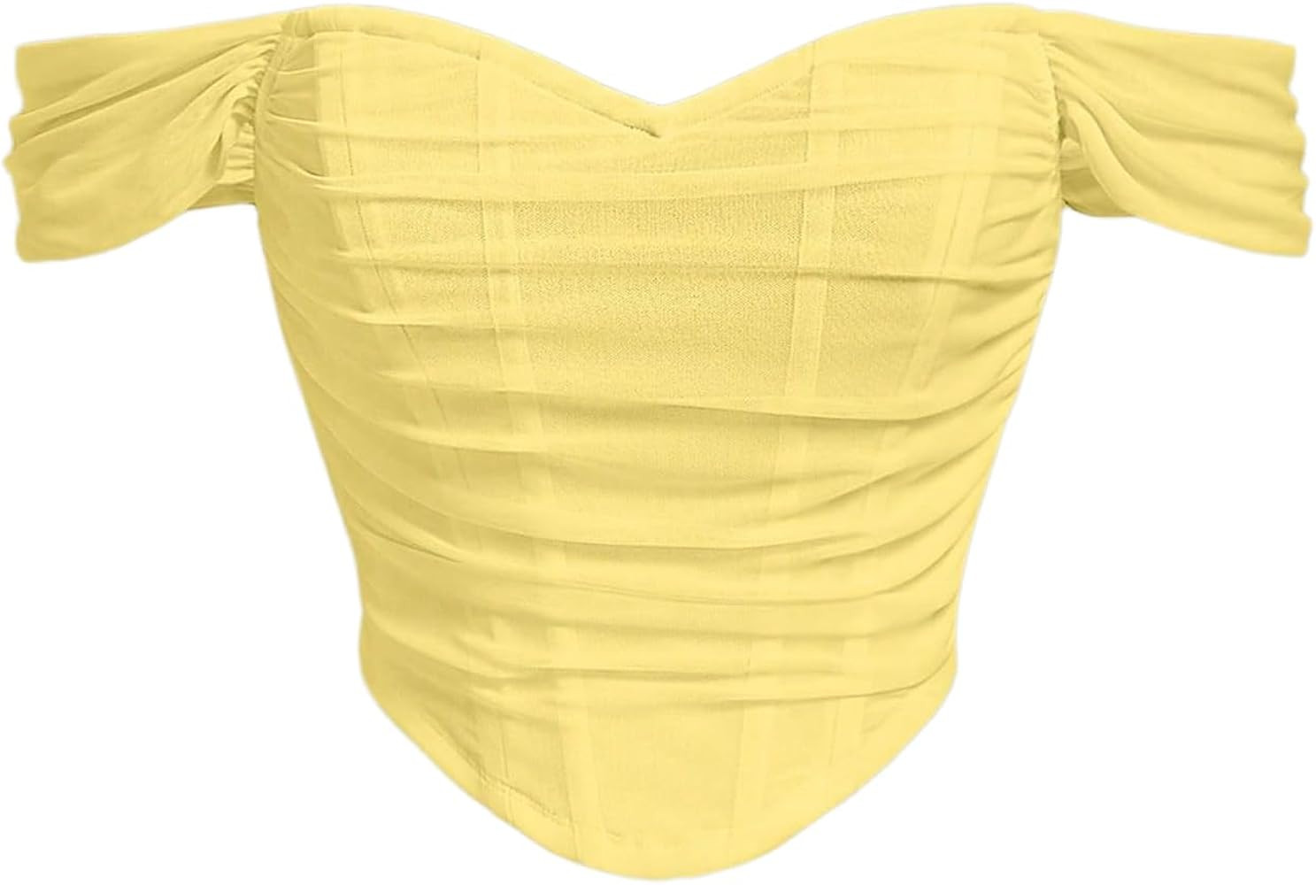 Floerns Women's Off Shoulder Short Sleeve Asymmetrical Hem Ruched Corset Crop Top | Amazon (US)