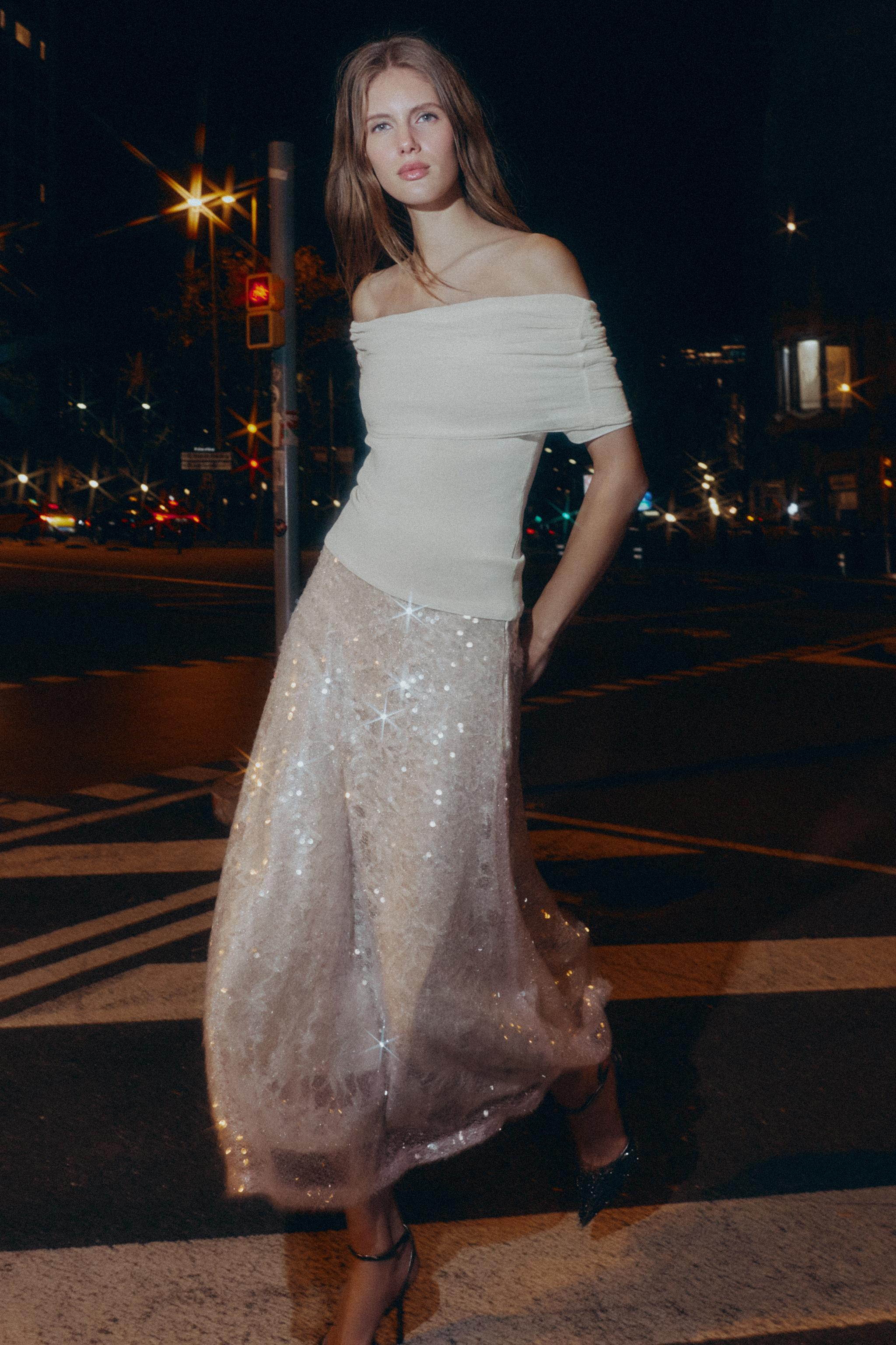 SEQUINED KNIT MIDI SKIRT | Zara US